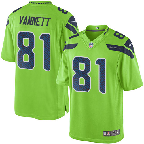 Youth Elite Nick Vannett Nike Jersey Green - #81 Rush NFL Seattle Seahawks